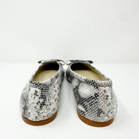 Blublonc Womens Snakeskin Print Leather Flats 35 Made In Spain Bow Detail US 5 - Picture 5 of 13